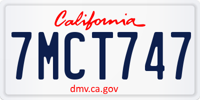 CA license plate 7MCT747