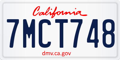 CA license plate 7MCT748