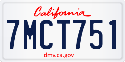 CA license plate 7MCT751