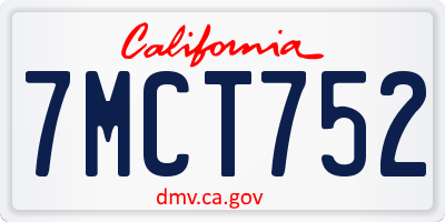 CA license plate 7MCT752