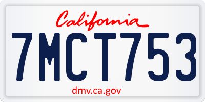 CA license plate 7MCT753