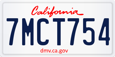 CA license plate 7MCT754