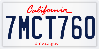CA license plate 7MCT760