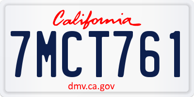 CA license plate 7MCT761