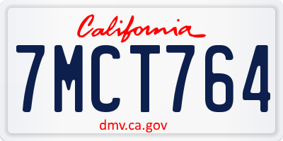 CA license plate 7MCT764