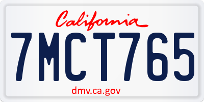 CA license plate 7MCT765