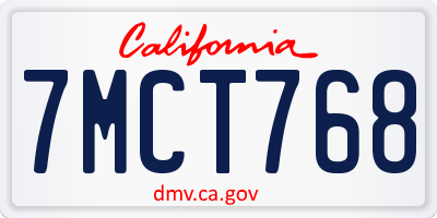 CA license plate 7MCT768