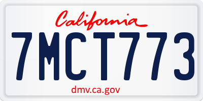CA license plate 7MCT773