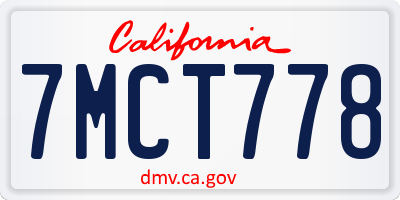 CA license plate 7MCT778