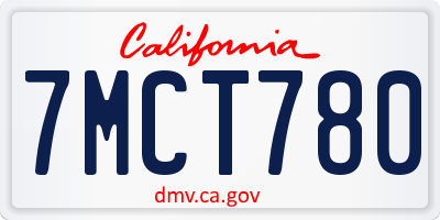 CA license plate 7MCT780