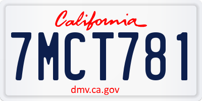 CA license plate 7MCT781