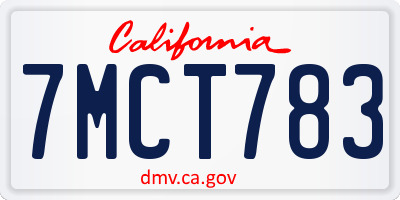 CA license plate 7MCT783