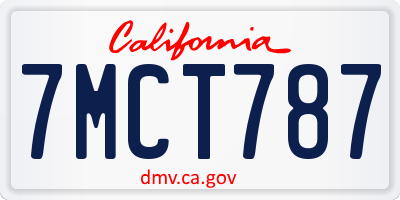 CA license plate 7MCT787