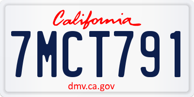 CA license plate 7MCT791