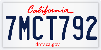 CA license plate 7MCT792