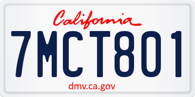 CA license plate 7MCT801