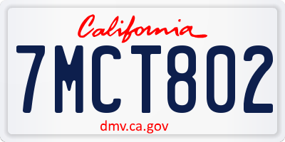 CA license plate 7MCT802