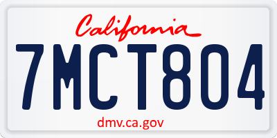 CA license plate 7MCT804
