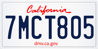 CA license plate 7MCT805