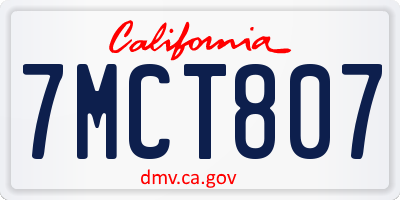 CA license plate 7MCT807
