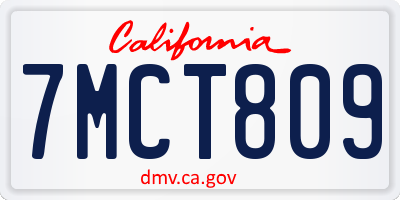 CA license plate 7MCT809