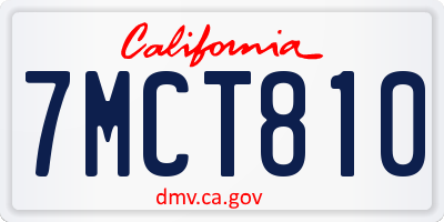 CA license plate 7MCT810