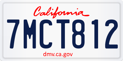 CA license plate 7MCT812