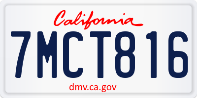 CA license plate 7MCT816