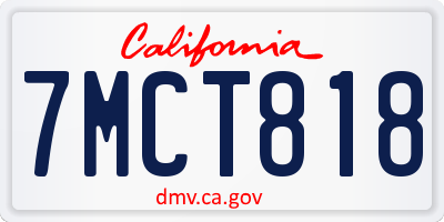 CA license plate 7MCT818