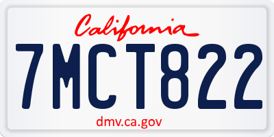 CA license plate 7MCT822