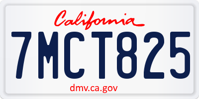CA license plate 7MCT825