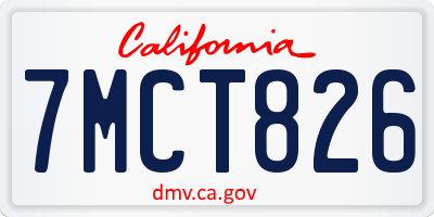 CA license plate 7MCT826