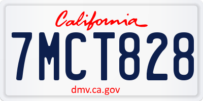 CA license plate 7MCT828