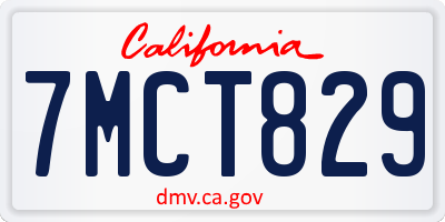 CA license plate 7MCT829