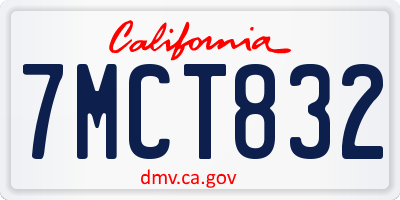 CA license plate 7MCT832
