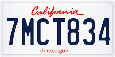 CA license plate 7MCT834