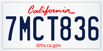 CA license plate 7MCT836