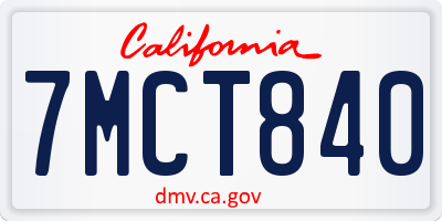 CA license plate 7MCT840