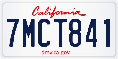 CA license plate 7MCT841