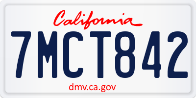CA license plate 7MCT842
