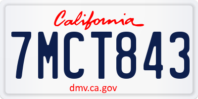 CA license plate 7MCT843