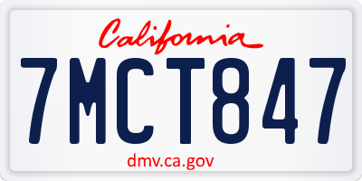 CA license plate 7MCT847