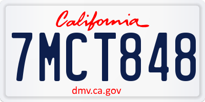CA license plate 7MCT848