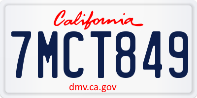 CA license plate 7MCT849
