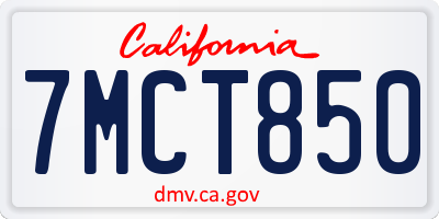 CA license plate 7MCT850