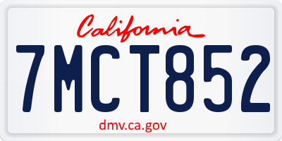 CA license plate 7MCT852