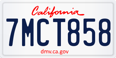CA license plate 7MCT858