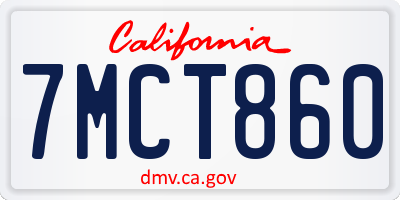 CA license plate 7MCT860