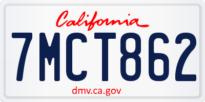 CA license plate 7MCT862