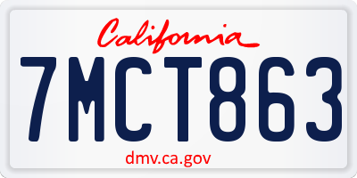 CA license plate 7MCT863